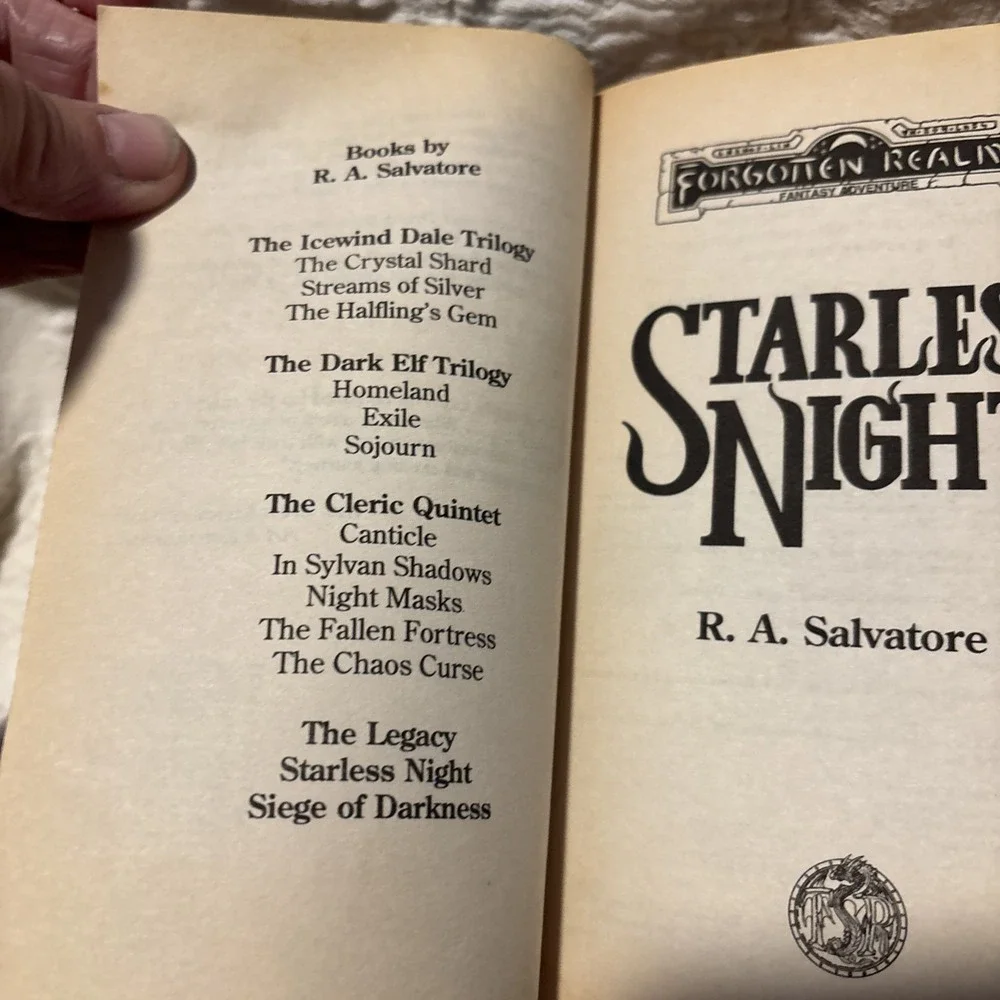 R.A. Salvatore Forgotten Realms Starless Night softcover novel